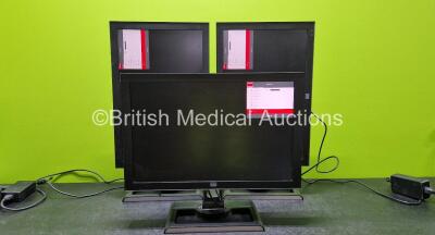 3 x Barco 24.1" Colour LCD Monitors MDRC-2124 with 3 x Power Supplies (All Power Up) *Cage*