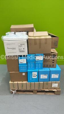 Pallet of Consumables Including Unisurge Sputum Containers, StatLock Stabilization Devices and AC 150 Scissor Tubing Clamps (Majority Out of Date)