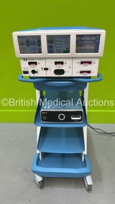 Covidien ForceTriad Electrosurgical / Diathermy Unit Software Version 4.00 with Covidien Valleylab LS10 Series Single Channel Vessel Sealing Generator Ref VLLS10GEN on Stand (Both Power Up) *S/N L15C0279GX / T3G36204EX*