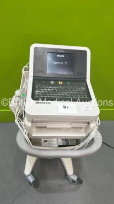 Philips PageWriter TC30 ECG Machine on Stand with 10 Lead ECG Leads (Powers Up)