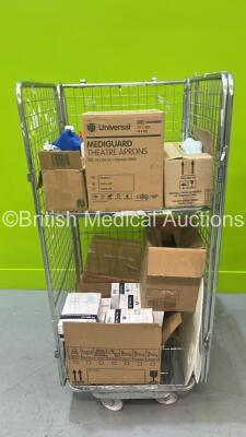 Cage of Mixed Consumables Including Safety Glasses, Protective Gowns and Masks (Cage Not Included - Out of Date)