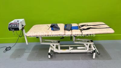 Huntleigh Akron 3-Way Hydraulic Patient Couch (Tested Working) with HNE Akron ATP8 Traction Unit (Powers Up)