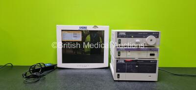 Job Lot of Karl Storz Endoscopy Units Including 1 x Telecam SL PAL 202120 20 Camera Console, 1 x Halogen 250 Twin 201133 20 Light Source Unit, 1 x Aida Control 200960 20 and 1 x SC-SX19-A1511 Monitor with Power Supply (All Units Power Up and 1 x Monitor 