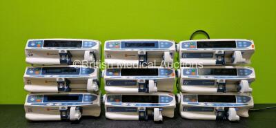 Job Lot Including 4 x CareFusion Alaris GH Syringe Pumps (All Power Up) and 5 x CareFusion Alaris CC Plus Syringe Pumps (All Power Up with 1 x Blank Screen - See Photos) *SN 800214673 / 800105920 / 800105392 / 800102877 / 135135663 / 135136711 / 135136733