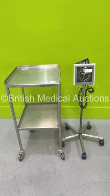 1 x Stainless Steel Trolley and 1 x Riester BigBen Square Blood Pressure Meter on Stand