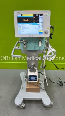 Aeonmed VG70 Ventilator Software Version 2.00, Running Hours 0 h 34 m with Hose on Stand *Mfd 2020* with Inspired VHB15A Humidifier (Both Power Up)