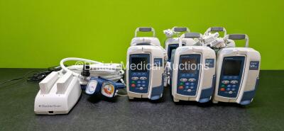 Mixed Lot Including 1 x Verathon Bladderscan Battery Charger with 2 x Verathon Ref 0400-0066 Rechargeable Lithium Ion Batteries and Power Supply, 2 x Manujet with Hoses and 6 x CareFusion Alaris VP Plus Guardrails Infusion Pumps *SN 135220354 / 220825 / 1