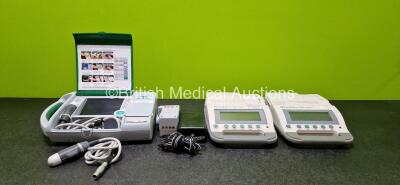 Job Lot Including 2 x Verathon BladderScan BVI 3000 Bladder Scanners (Both Power Up) with 1 x Battery and 1 x Bardscan Bladder Scanner PA-00145-00402 (No Power - Suspected Flat Battery) with 2 x Transducers / Probes *Both Untested*, 2 x Batteries and 1 x 