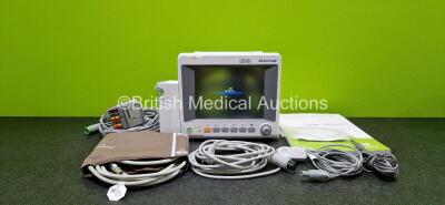 Edan iM50 Patient Monitor *Mfd 2020* Including ECG, SpO2, CO2, IBP1, IBP2, T1 and T2 Options, 1 x iCARB CO2 Module with Water Trap, 1 x Lithium Battery, 1 x User Manual and Various Patient Monitoring Cables / Leads (Powers Up)