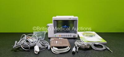 Edan iM50 Patient Monitor *Mfd 2020* Including ECG, SpO2, CO2, IBP1, IBP2, T1 and T2 Options, 1 x iCARB CO2 Module with Water Trap, 1 x Lithium Battery, 1 x User Manual and Various Patient Monitoring Cables / Leads (Powers Up)