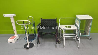 Large Mixed Lot Including Bariatric Wheelchair, 1 x Commode, 1 x Standing Aid, 1 x Bristol Maid Cabinet (Missing 1 x Wheel), 1 x Avery Stand on Scales and 2 x Standing Aids