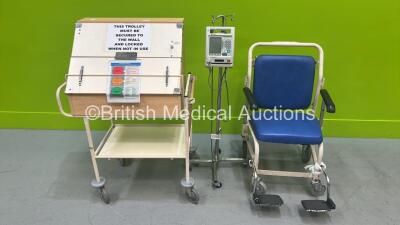 1 x Baxter Colleague Pump on Stand, 1 x Patient Transport Trolley and 1 x Mobile Drugs Cabinet