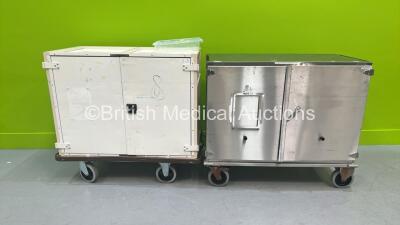 2 x Stainless Steel Instrument Tray Transportation Cabinets