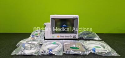 Edan iM50 Patient Monitor *Mfd 2020* Including ECG, SpO2, CO2, IBP1, IBP2, T1 and T2 Options, 1 x iCARB CO2 Module with Water Trap, 1 x Lithium Battery, 1 x User Manual and Various Patient Monitoring Cables / Leads (Powers Up)