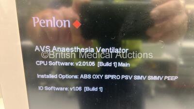 Penlon Prima 450 Induction Anaesthesia Machine *Mfd 2019* with Hoses, Penlon AV-S Ventilator - CPU Software v2.01.05 and Penlon A200SP Absorber (Powers Up) *4500119-0002* - 7