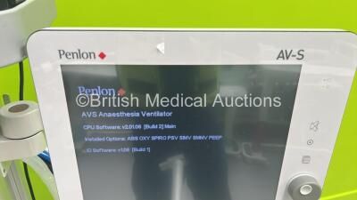 Penlon Prima 450 Induction Anaesthesia Machine *Mfd 2019* with Hoses, Penlon AV-S Ventilator - CPU Software v2.01.06, Penlon 02 Monitor and Penlon A200SP Absorber (Powers Up) *4500119-0010* - 2