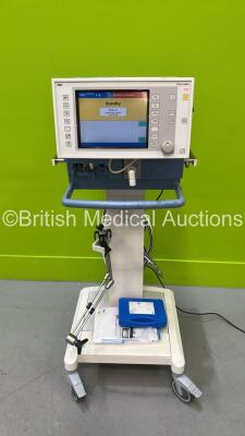 Drager Evita 4 edition Ventilator Ref 8411740-25 Version 04.25 Running Hours 7504 on Stand with Hoses and Drager MCable-Mainstream C02 Sensor in Box (Powers Up) * Mfd 2010* **ASBM-0276**