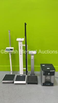 1 x ProDoc Stand on Scales and Height Measure, 1 x Marsden Stand on Scales and Height Measure, 1 x Seca Stand on Scales and 1 x Water Logic Water Machine