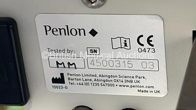 Penlon Prima 450 Induction Anaesthesia Machine with Hoses, Penlon AV-S Ventilator - CPU Software v2.01.02 and Penlon A200SP Absorber (Powers Up) *4500315-03* - 6