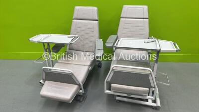 2 x Likamed Novo X 330 Electric Therapy Chairs with 2 x Likamed Over Bed Tables *Stock Photo Used*