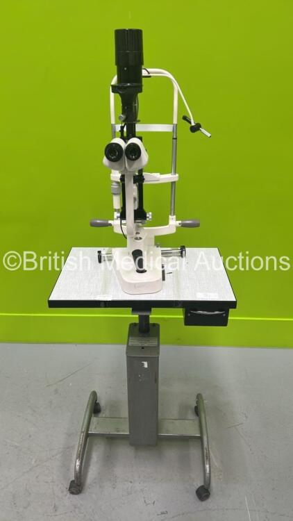 Grafton Optical Slit Lamp with 2 x 12.5x Eyepieces and Chin Rest on Hydraulic Table (Unable to Test Due to Power Supply Not Fitted)