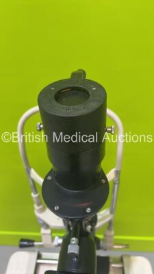 Slit Lamp - Unknown Manufacturer with Binoculars and 2x 10x Eyepieces on Motorised Table (Powers Up - Some Damage - See Photos) *02081* - 5