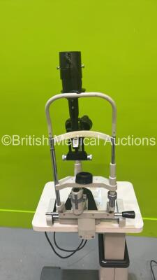 Slit Lamp - Unknown Manufacturer with Binoculars and 2x 10x Eyepieces on Motorised Table (Powers Up - Some Damage - See Photos) *02081* - 6