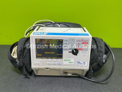 Zoll M Series Biphasic 200 Joules Max Defibrillator (Powers Up) Including ECG, SpO2 and Printer Options with 1 x Pb Lead Battery, 1 x Paddle Lead, 1 BP Cuff with Hose, 1 x ECG Lead and 3 Carry Case Pouches