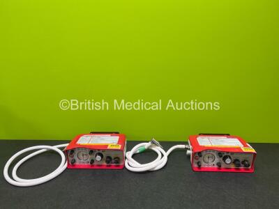 2 x Smiths Medical ParaPAC Plus 310 Transport Ventilators MR Conditional with 2 x Hoses and 2 x Li-Ion Batteries *SN 1612192 / 1507140*