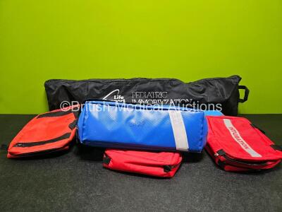 Job Lot Including 1 x Life Supports Immobilization Board, 1 x Sager Emergency Traction Splint and 4 x Ambulance Bags