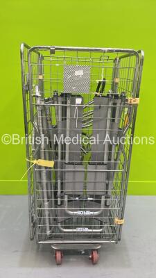 3 x Ferno Evacuation Chair Frames and 3 x Stainless Steel Scoop Stretchers (Cage Not Included)