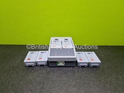 Physio Control REF 11141-000108 Mobile Li-ion Charger (Powers Up) with 6 x Li-ion Batteries *SN LP15M00924*