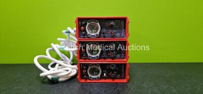 3 x Smiths Pneupac paraPAC 200D Ventilators with Hoses *MR Compatible* (1 x Missing Dial - See Photos)*SN NA*