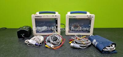 2 x Welch Allyn ProPaq CS Patient Monitors (Both Powers Up, 1 x Faulty Touch Screen and 1 x Scratched Screen - See Photos) with 2 x 3 Lead ECG Leads,1 x Cuff, 1 x Fingertip Sensor and 1 x Power Supply