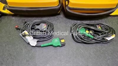 2 x Medtronic Lifepak 1000 Defibrillators *Mfd - 2018 / 2014* (Both Power Up) in Case with 2 x 3 Lead ECG Leads and 2 x Li/MnO2 Batteries *Install Before - 2024 / 2024* - 4