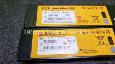 2 x Medtronic Lifepak 1000 Defibrillators *Mfd - 2016 / 2007* (Both Power Up) in Case with 2 x 3 Lead ECG Leads and 2 x Li/MnO2 Batteries *Install Before - 2027 / 2023* - 4