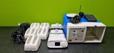 Mixed Lot Including 5 x BladderScan Battery Chargers (1 x Damaged Case - See Photos) with 4 x Power Supplies, 1 x Philips Respironics Dreamstation AutoCPAP with 2 x Dreamstation Humidifiers, 1 x Valleylab RapidVac Smoke Evacuator, 1 x Accoson BP Gauge an