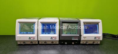 4 x Anetic Aid AET Tourniquet Units (All Power Up, 1 x Faulty Screen, 1 x Mark on Screen and 1 x Damaged Case - See Photos)