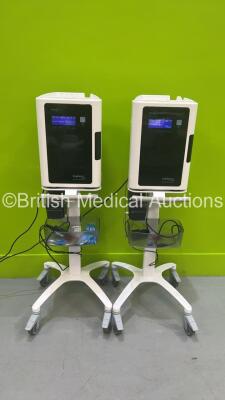 2 x Nanosonics Trophon EPR High Level Ultrasound Transducer Disinfection / Sterilization Systems on Stands with Printers (Both Power Up with Messages Displayed - See Pictures)