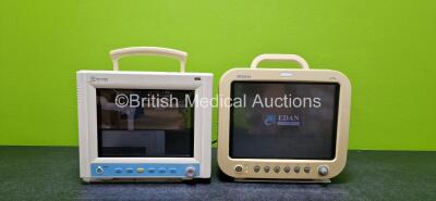 Job Lot Including 1 x Mindray MEC-1000 Patient Monitor Including ECG, T1, SpO2 and NIBP Options (Powers Up, Damaged Case and Missing Battery Cover - See Photos) and 1 x Edan Model M9 Patient Monitor Including ECG, NIBP, SpO2, T1 and T2 Options (Powers Up)