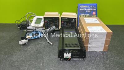 Mixed Lot Including 2 x CSI Criticare 506DXN Vital Signs Monitors with 1 x Power Supply (Both Power Up), 6 x Covidien Nellcor Sensor Extension Cable, 1 x MoonRaker VHF Transceiver and Selection of Cables