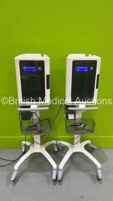 2 x Nanosonics Trophon EPR High Level Ultrasound Transducer Disinfection / Sterilization Systems on Stands with Printers (Both Power Up with Messages Displayed - See Pictures)