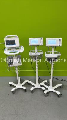 1 x Welch Allyn 6000 Series Monitor on Stand and 2 x Welch Allyn Connex Spot Monitors on Stands (All Power Up) *100008011319 / 100016700319*