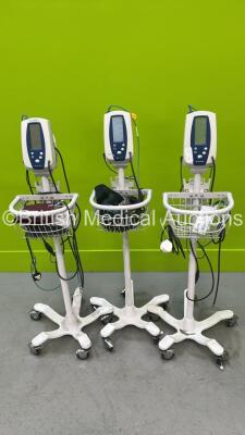 3 x Welch Allyn Spot Vital Signs Monitors on Stands with Power Supplies (All Power Up) *222585385*