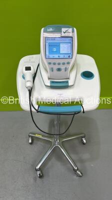 Verathon BVI 9400 Bladder Scanner Part No 0570-0190 with Transducer (Casing Damage - See Photo) and Battery on Table (Powers Up) *S/N B4006421*