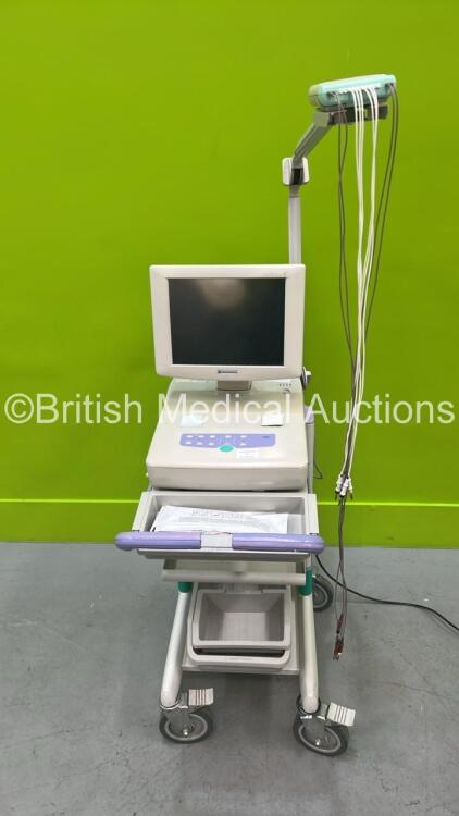 Nihon Kohden Cardiofax V ECG-1550K ECG Machine on Stand with 10 Lead ECG Leads (No Power)