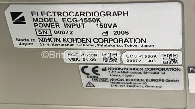 Nihon Kohden Cardiofax V ECG-1550K ECG Machine on Stand with 10 Lead ECG Leads (No Power) - 5