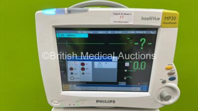 Philips IntelliVue MP30 Patient Monitor on Stand (Powers Up) with 1 x Philips IntelliVue X2 Handheld Patient Monitor Including ECG, SpO2, NBP, Press and Temp Options, 1 x Philips M3012A Module and 1 x Philips M1013A Gas Module (Powers Up) - 2