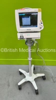 Philips IntelliVue MP30 Patient Monitor on Stand (Powers Up) with 1 x Philips IntelliVue X2 Handheld Patient Monitor Including ECG, SpO2, NBP, Press and Temp Options and 1 x Philips M1013A Gas Module (Powers Up)