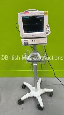 Philips IntelliVue MP30 Patient Monitor on Stand (Powers Up) with 1 x Philips IntelliVue X2 Handheld Patient Monitor Including ECG, SpO2, NBP, Press and Temp Options and 1 x Philips M1013A Gas Module (Powers Up)